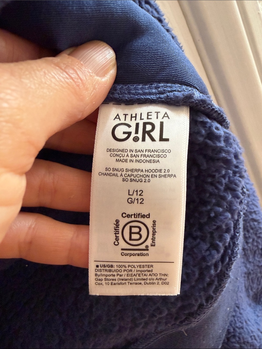 Athleta Girl Navy So Snug Sherpa Hoodie 2.0 with kangaroo pouch XL - Picture 7 of 8